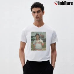 Men’s Chet Lemon Detroit Tigers Vintage for Baseball Fans V-Neck Tee in white | Sharp, Breathable, Everyday Staple