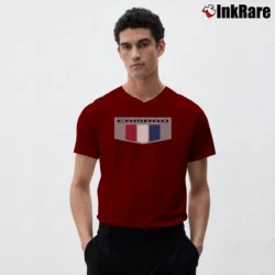 Men’s Chevrolet Camaro Chrome Emblem Logo V-Neck Tee in maroon | Sharp, Breathable, Everyday Staple