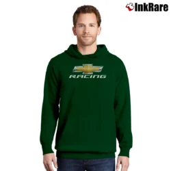 Men’s Chevrolet Racing Car Enthusiast Pullover Hoodie in forest green | Cozy, Durable, Modern Fit