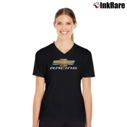 Women’s Chevrolet Racing Car Enthusiast V-Neck Tee in black | Chic Neckline, Soft Texture