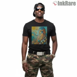 Chewbacca Psychedelic Portrait Art Shirt on black short sleeve shirt for men graphic tee