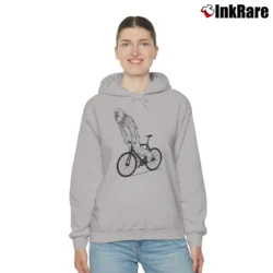 Women’s Chewbacca Riding A Bike Funny Cozy Hoodie in sport grey | Warm, Structured, Stylish