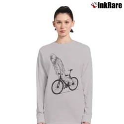 Women’s Chewbacca Riding A Bike Funny Long-Sleeve Top in sport grey | Sleek, Versatile, All-Season