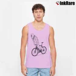 Men’s Chewbacca Riding A Bike Funny Tank Top in light pink | Breathable, Active-Friendly Design