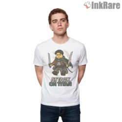 Chibi Block Captain Levi Attack On Titan Shirt on white short sleeve shirt for men graphic tee
