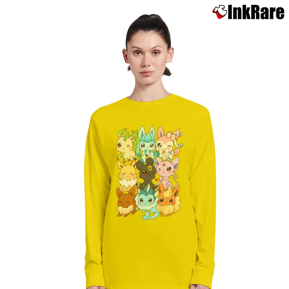Women’s Chibi Eevee Eeveelutions Anime Long-Sleeve Top in yellow | Sleek, Versatile, All-Season