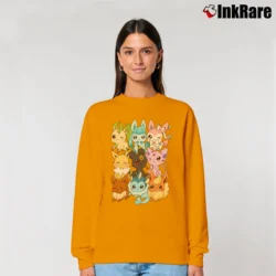 Women’s Chibi Eevee Eeveelutions Anime Relaxed Sweatshirt in orange | Soft, Laid-Back Vibe
