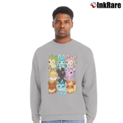 Men’s Chibi Eevee Eeveelutions Anime Crewneck Sweatshirt in sport grey | Cozy Fabric, Clean Style