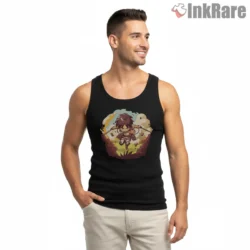 Chibi Eren Wall Break Charge Shirt on black tank top for men graphic tee