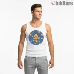 Chibi Goku Dragon Ball Orbit Shirt on white tank top for men graphic tee