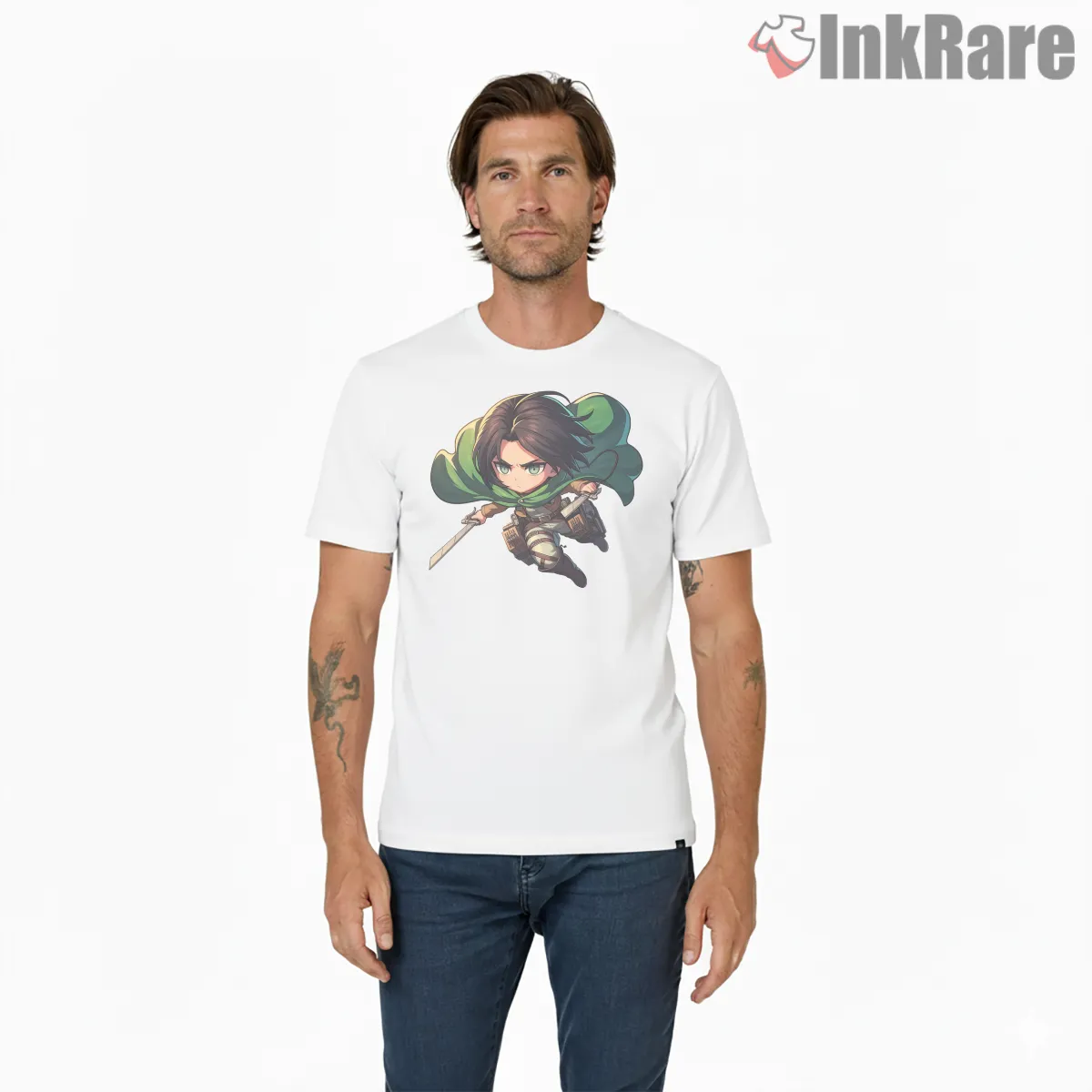 Chibi Mikasa Ackerman Cloak And Blades Shirt on white short sleeve shirt for men graphic tee