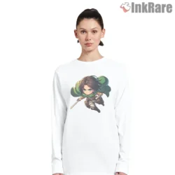 Chibi Mikasa Ackerman Cloak And Blades Shirt on white long sleeve shirt for women graphic tee