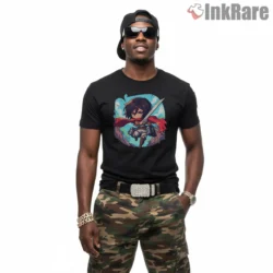 Chibi Mikasa Blade Guardian Shirt on black short sleeve shirt for men graphic tee