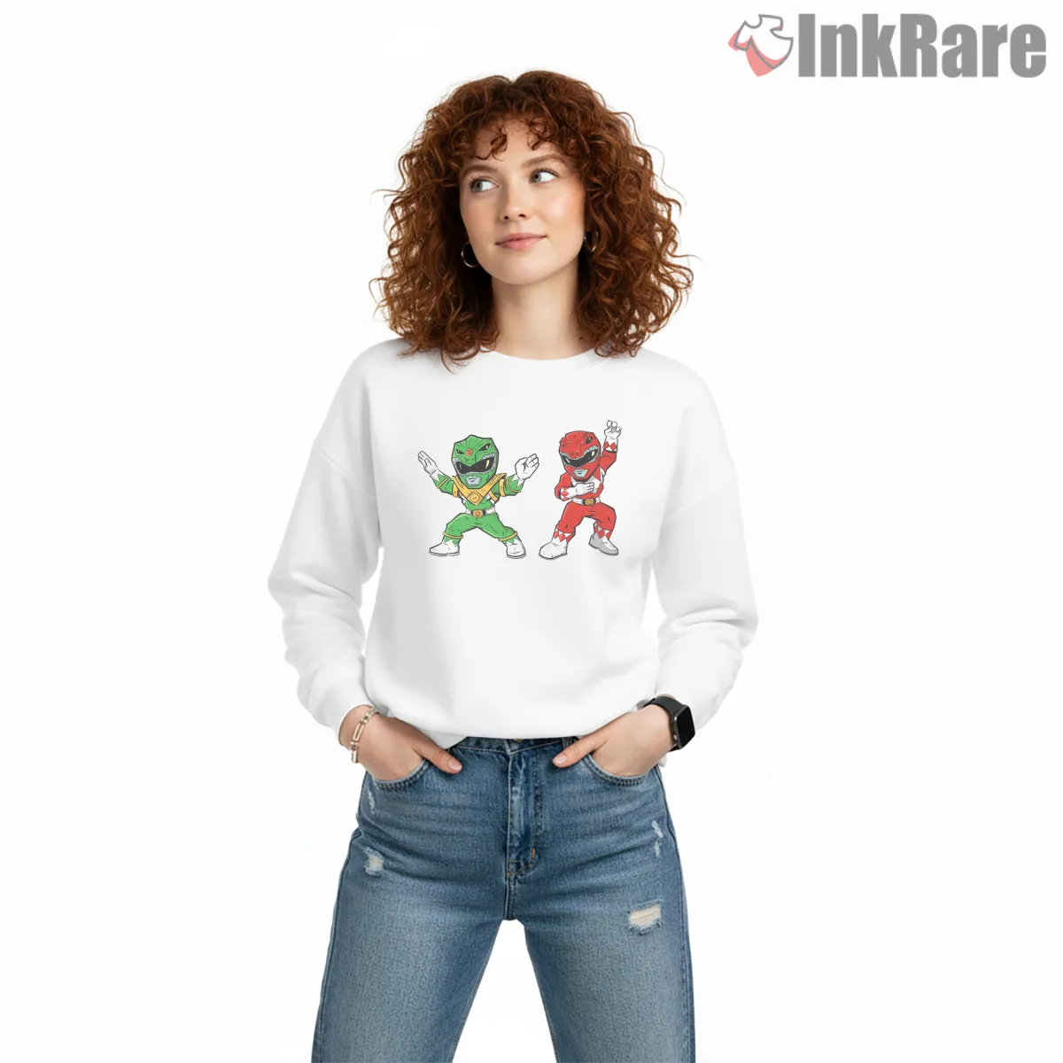 Chibi Red And Green Ranger Hero Duo Shirt on graphic shirt for women graphic tee