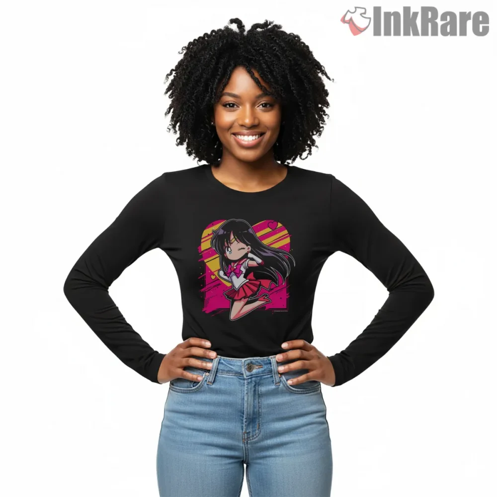 Chibi Sailor Venus Magical Girl Charm Shirt on black long sleeve shirt for women graphic tee