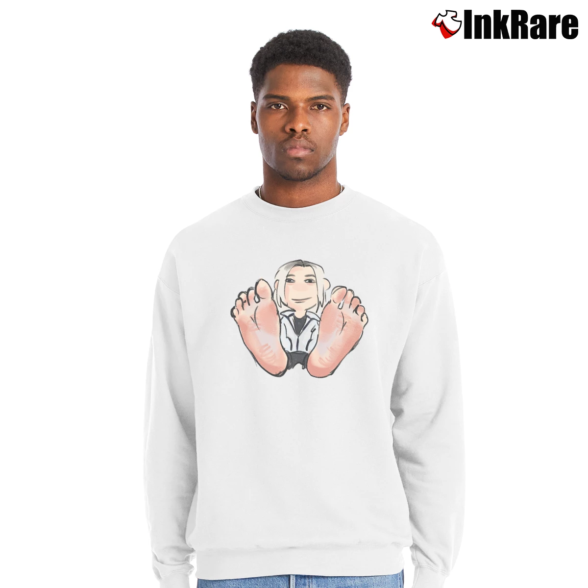 Men’s Chibi Shuntaro Chishiya Alice In Borderland Fan Art Crewneck Sweatshirt in white | Cozy Fabric, Clean Style