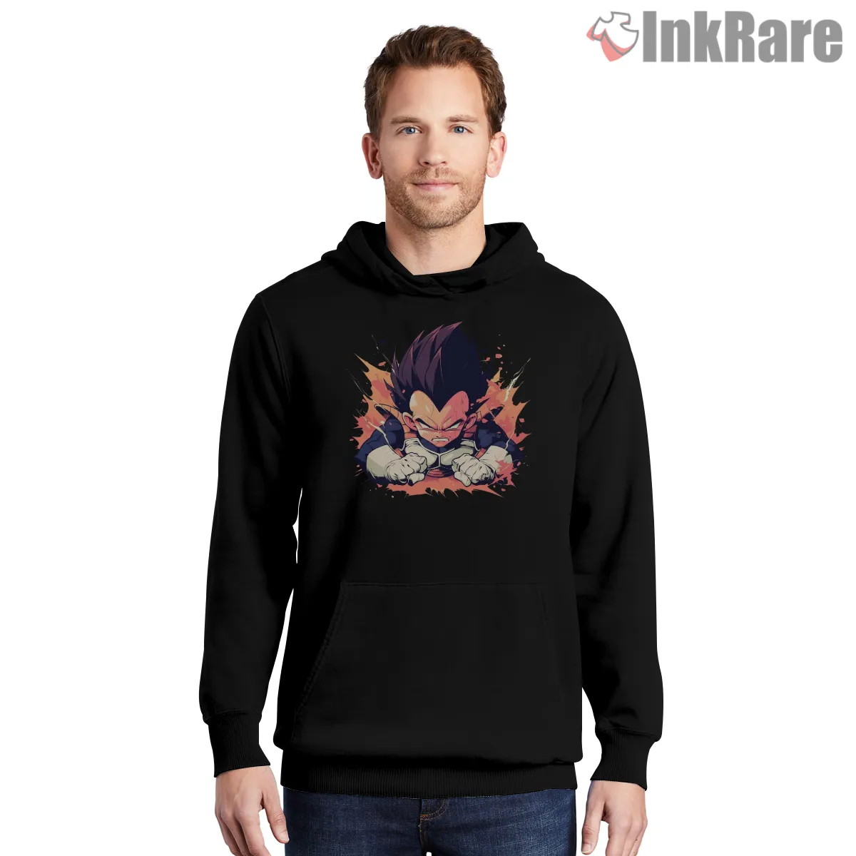 Chibi Vegeta Explosive Fury Hoodie Black Chibi Vegeta Explosive Fury Shirt on black hoodie for men graphic tee