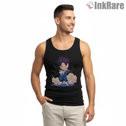 Chibi Vegeta Thunder Rage Shirt on black tank top for men graphic tee