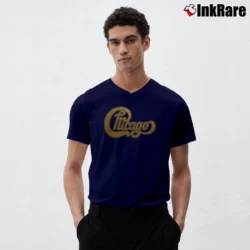 Men’s Chicago Band Golden Logo V-Neck Tee in navy | Sharp, Breathable, Everyday Staple