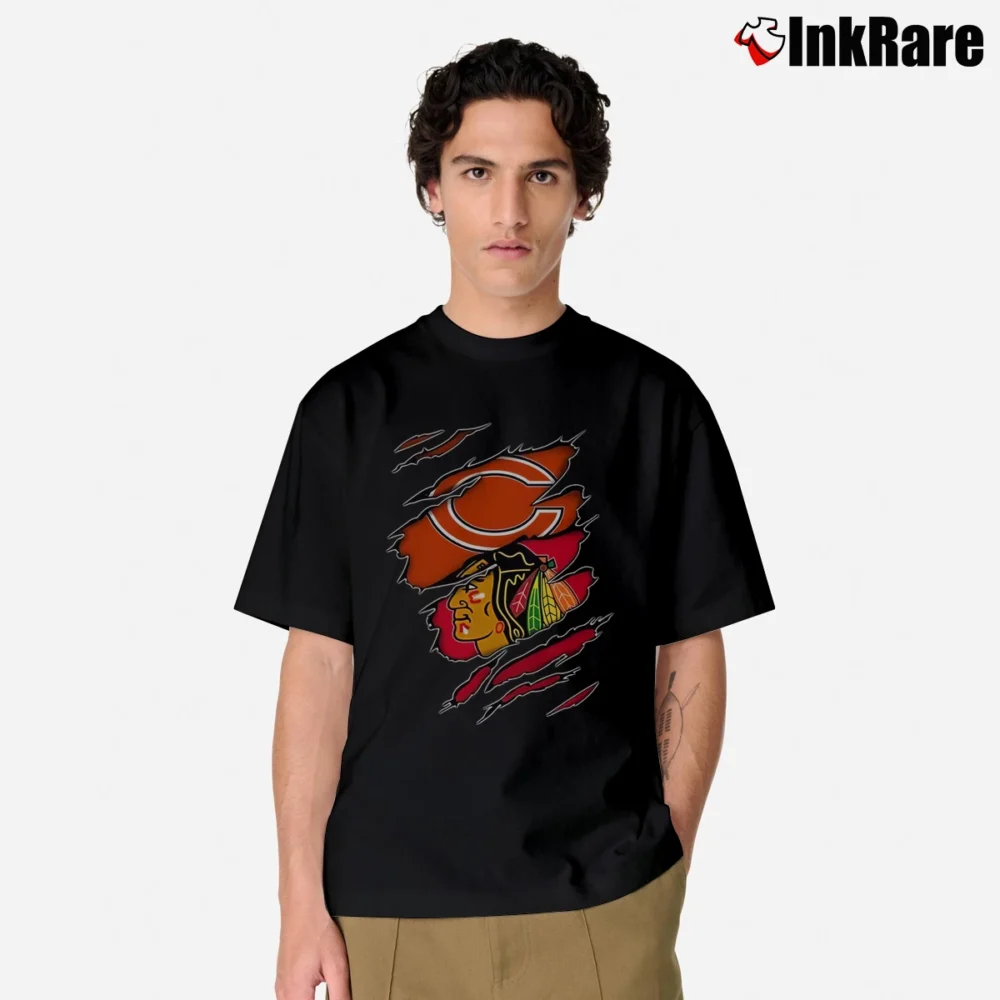 Men’s Chicago Bears And Chicago Blackhawks Classic T-Shirt in black | Soft, Breathable Everyday Wear