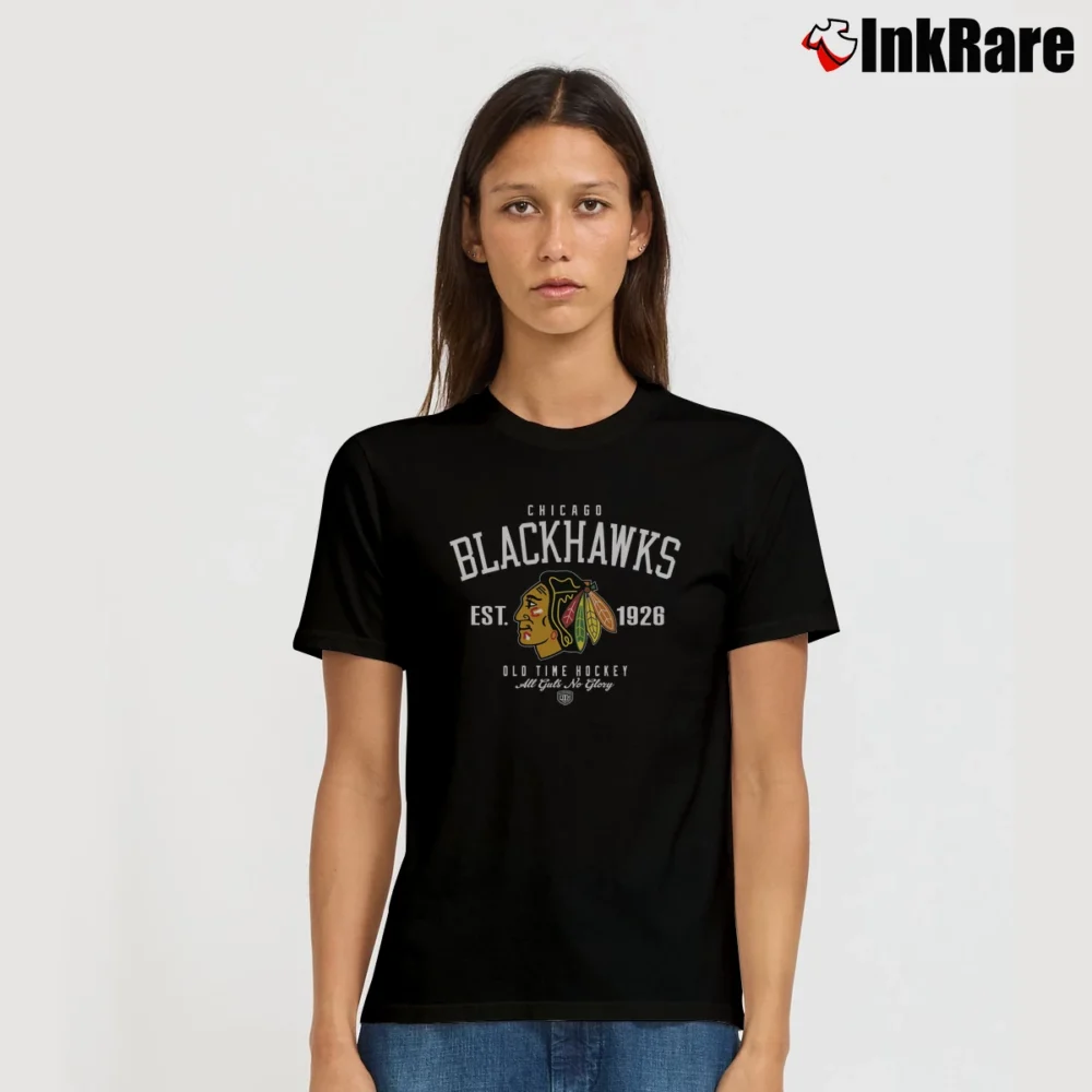 Women’s Chicago Blackhawks Old Time Hockey Signature T-Shirt in black | Soft, Flattering Fit