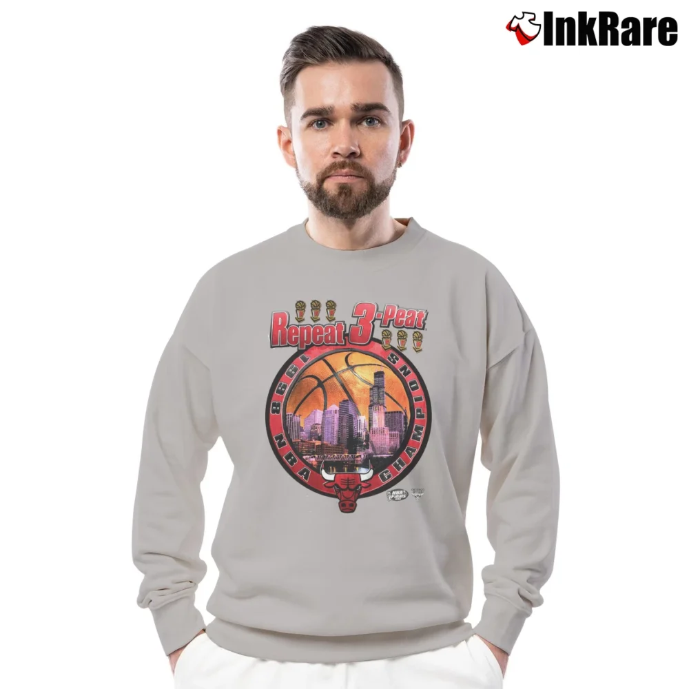 Men’s Chicago Bulls 1998 Finals Repeat Crewneck Sweatshirt in sport grey | Cozy Fabric, Clean Style