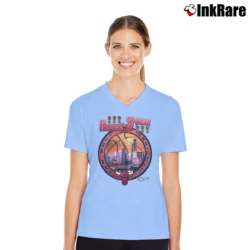 Women’s Chicago Bulls 1998 Finals Repeat V-Neck Tee in light blue | Chic Neckline, Soft Texture