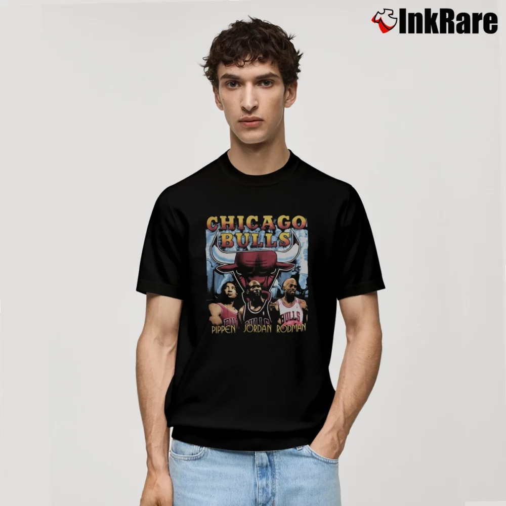 Men’s Chicago Bulls Pippen Jordan Rodman 1996 Classic T-Shirt in black | Soft, Breathable Everyday Wear