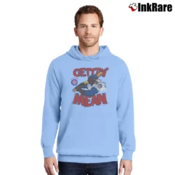Men’s Chicago Cubs 1984 Gettin' Mean Caricature Iconic Cubbie In Uniform Pullover Hoodie in light blue | Cozy, Durable, Modern Fit