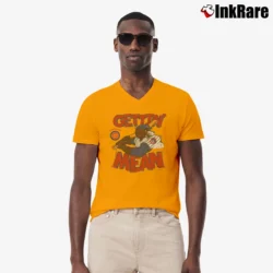 Men’s Chicago Cubs 1984 Gettin' Mean Caricature Iconic Cubbie In Uniform V-Neck Tee in orange | Sharp, Breathable, Everyday Staple