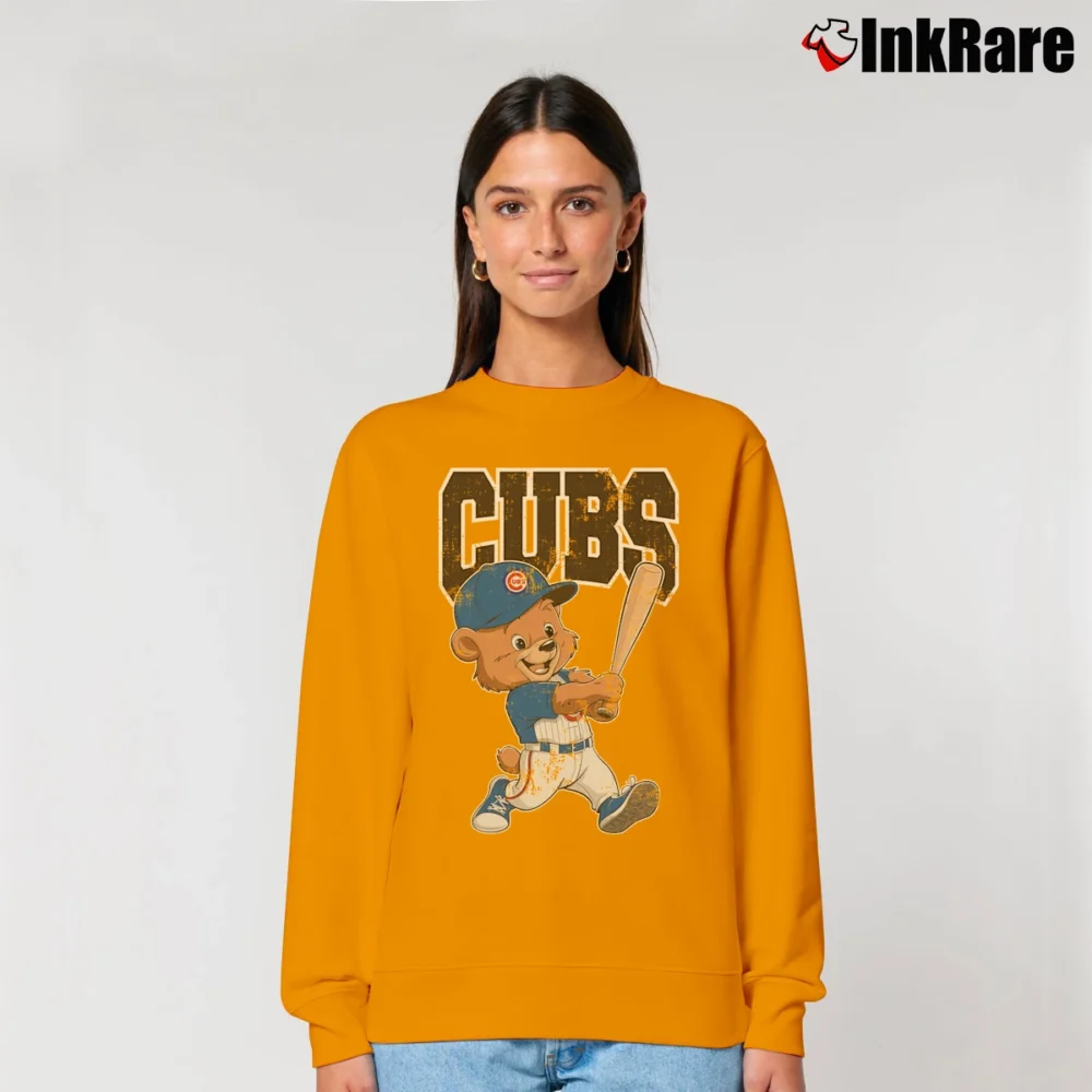 Women’s Chicago Cubs Clark the Cub for MLB Fans and Kids Relaxed Sweatshirt in orange | Soft, Laid-Back Vibe