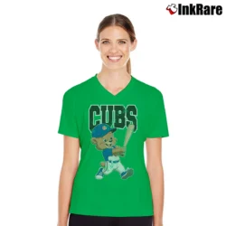 Women’s Chicago Cubs Clark the Cub for MLB Fans and Kids V-Neck Tee in irish green | Chic Neckline, Soft Texture