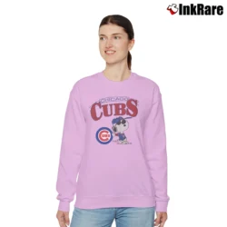 Women’s Chicago Cubs Snoopy Peanuts Baseball Relaxed Sweatshirt in light pink | Soft, Laid-Back Vibe