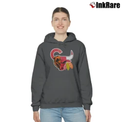 Women’s Chicago Sports Team Logo Graphic Cozy Hoodie in charcoal | Warm, Structured, Stylish
