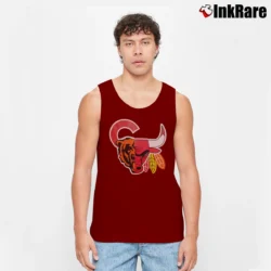 Men’s Chicago Sports Team Logo Graphic Tank Top in maroon | Breathable, Active-Friendly Design
