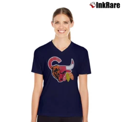 Women’s Chicago Sports Team Logo Graphic V-Neck Tee in navy | Chic Neckline, Soft Texture