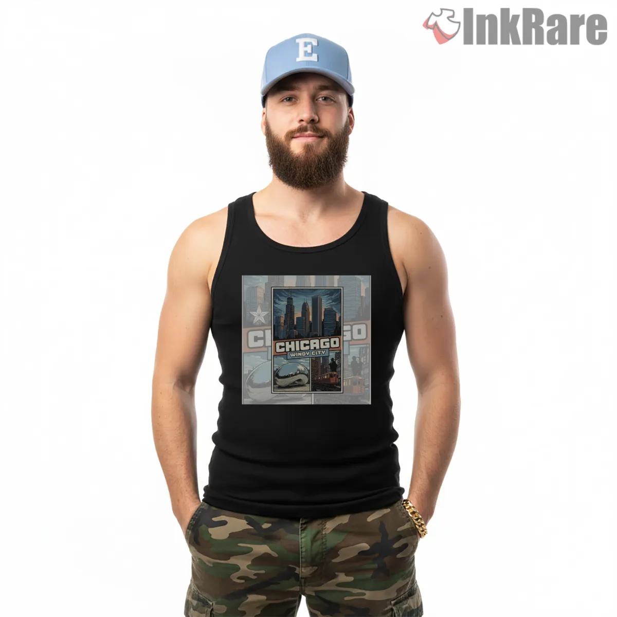 Chicago Windy City Vintage Travel Poster Gta Inspired Tank Top Black Chicago Windy City Vintage Travel Poster Gta Inspired Shirt on black tank top for men graphic tee