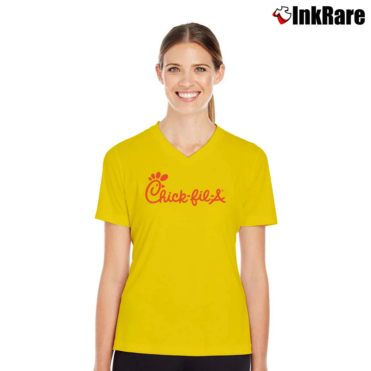 Women’s Chick Fil A Parody V-Neck Tee in yellow | Chic Neckline, Soft Texture
