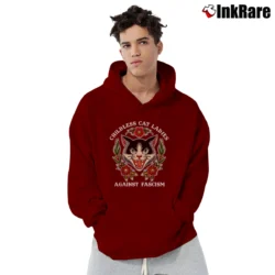 Men’s Childless Cat Ladies Against Fascism Feminist Cat Pullover Hoodie in maroon | Cozy, Durable, Modern Fit