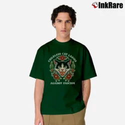 Men’s Childless Cat Ladies Against Fascism Feminist Cat Classic T-Shirt in forest green | Soft, Breathable Everyday Wear