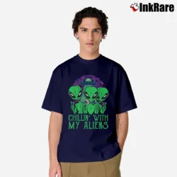 Men’s Chillin With My Aliens Group Kids Halloween Classic T-Shirt in navy | Soft, Breathable Everyday Wear