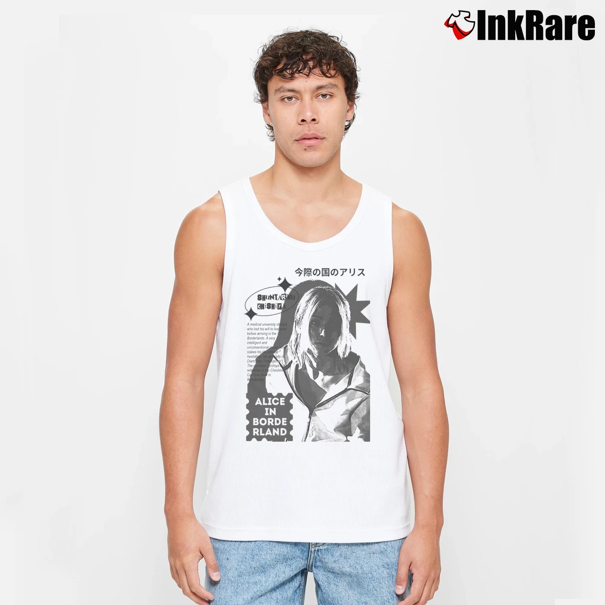 Men’s Chishiya Alice In Borderland Tank Top in white | Breathable, Active-Friendly Design