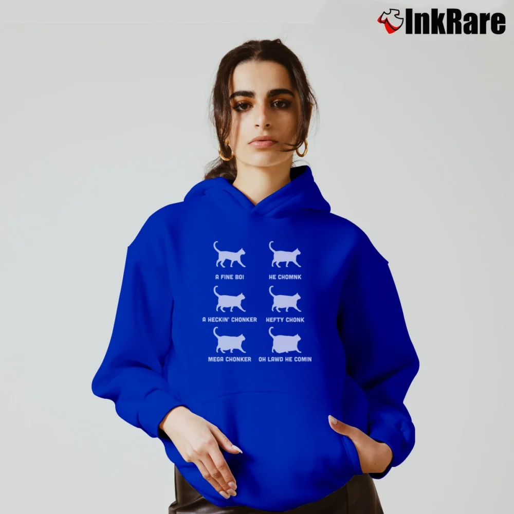 Women’s Chonk Funny Cats Meme Classic Chonker Oh Lawd He Comin Cozy Hoodie in royal blue | Warm, Structured, Stylish