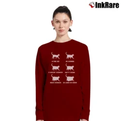 Women’s Chonk Funny Cats Meme Classic Chonker Oh Lawd He Comin Long-Sleeve Top in maroon | Sleek, Versatile, All-Season