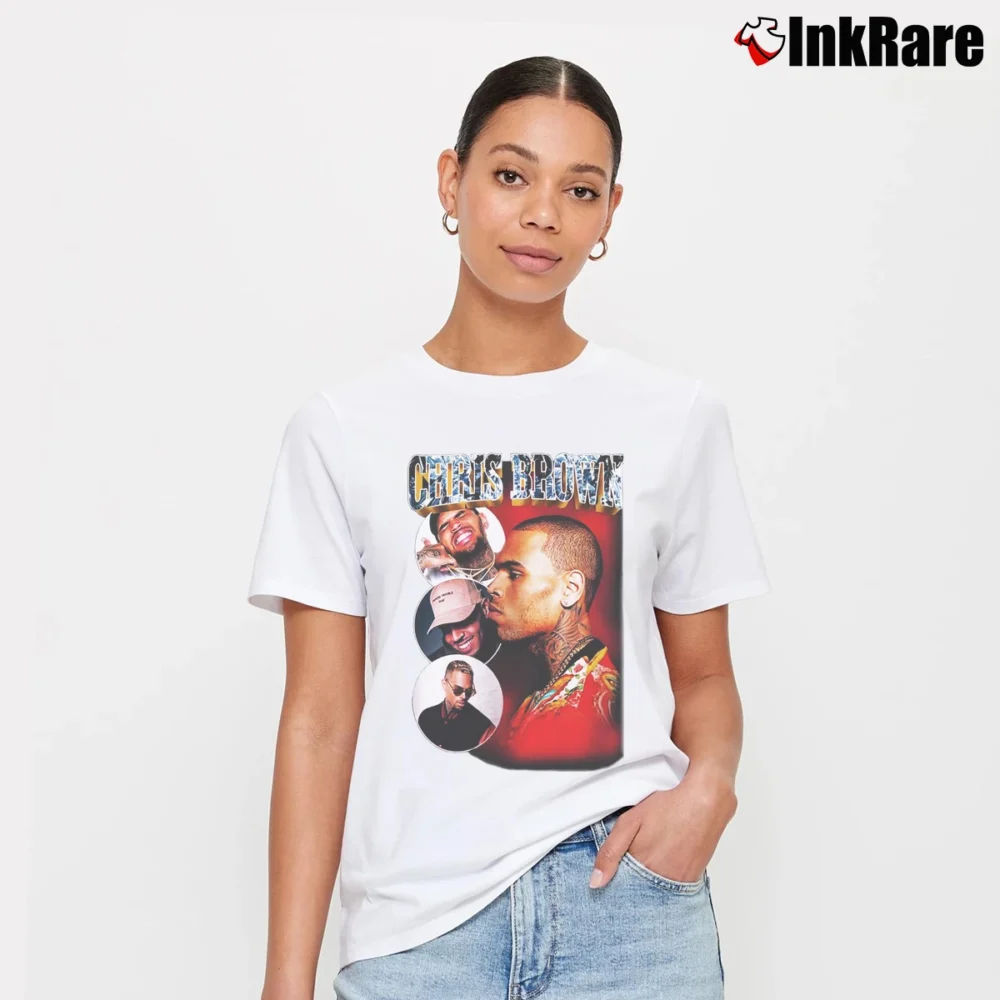Women’s Chris Brown Graphic Music Signature T-Shirt in white | Soft, Flattering Fit