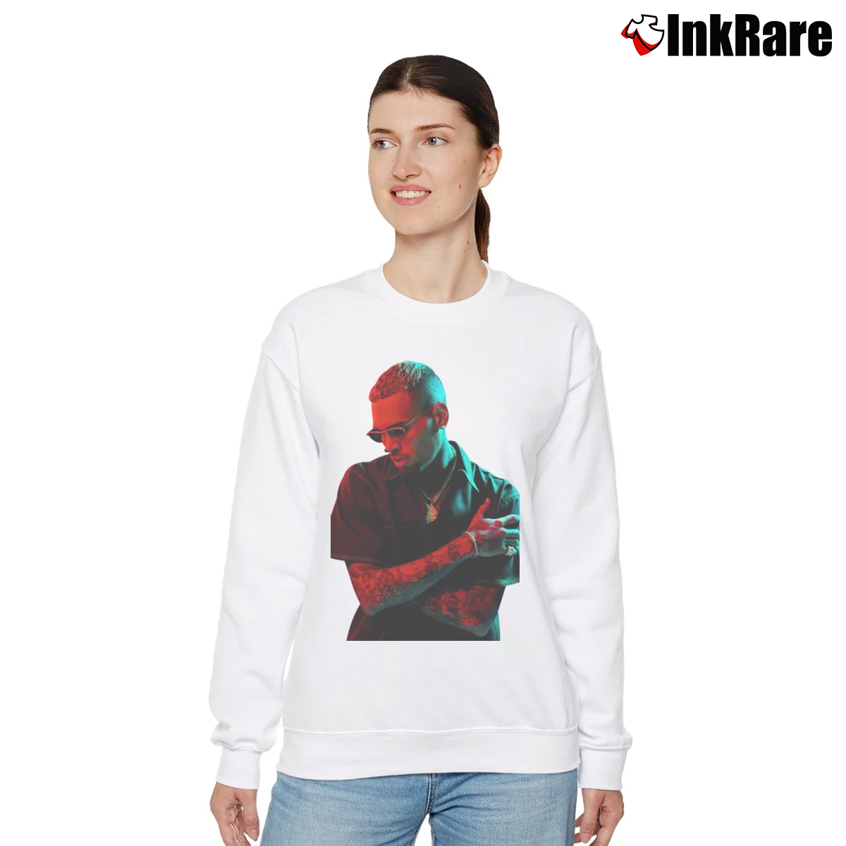 Women’s Chris Brown Graphic Relaxed Sweatshirt in white | Soft, Laid-Back Vibe