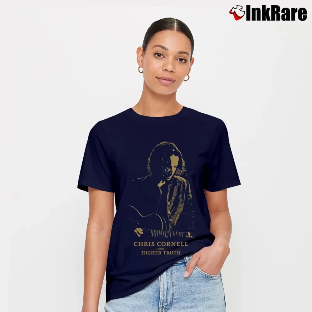 Women’s Chris Cornell Higher Truth Music Signature T-Shirt in navy | Soft, Flattering Fit