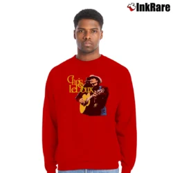 Men’s Chris Ledoux Band Country Music Crewneck Sweatshirt in red | Cozy Fabric, Clean Style