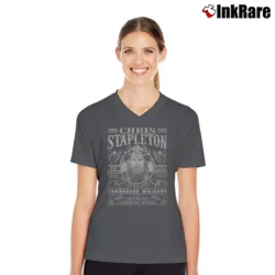 Women’s Chris Stapleton Wine Label V-Neck Tee in charcoal | Chic Neckline, Soft Texture