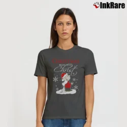 Women’s Christmas Begins With Christ Snoopy Charlie Brown Signature T-Shirt in charcoal | Soft, Flattering Fit